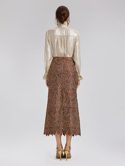 Water-Soluble Embroidery Concealed Zip Skirt