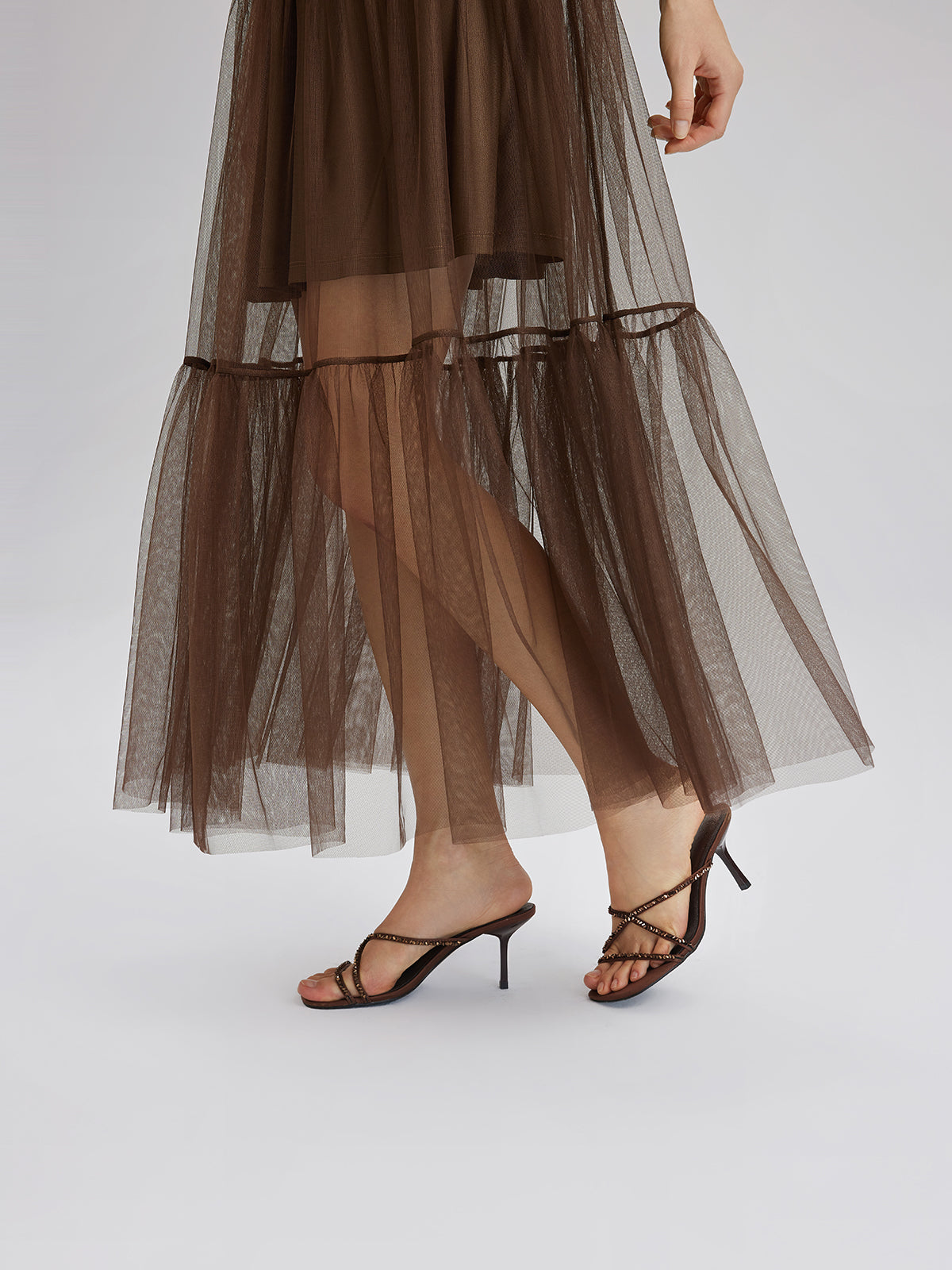 Lace Tulle Appliqué Beaded Sleeveless Dress