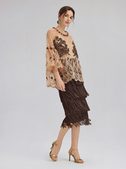 Hand-Sequined Embroidered Florals Lace Top