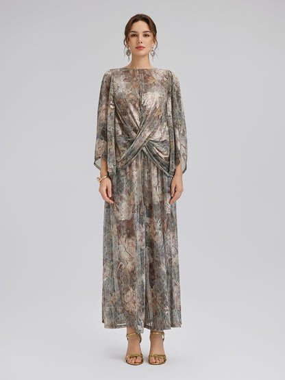 Foil-Printed Lurex Knit Crossover Top
