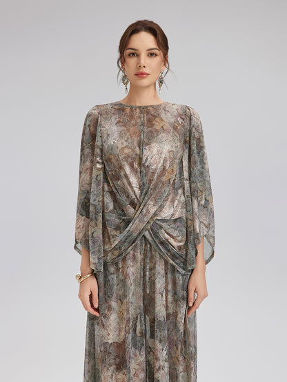 Foil-Printed Lurex Knit Crossover Top