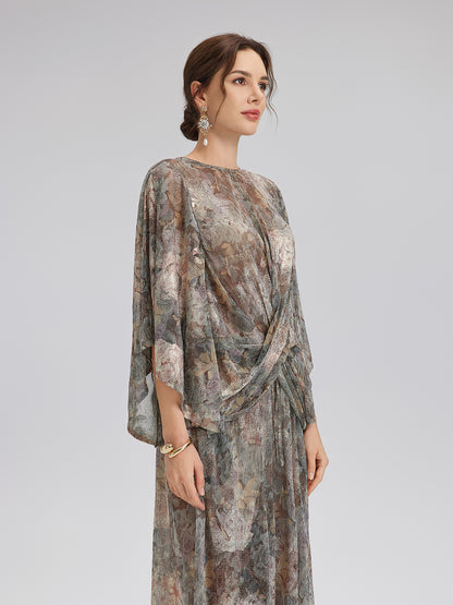 Foil-Printed Lurex Knit Crossover Top