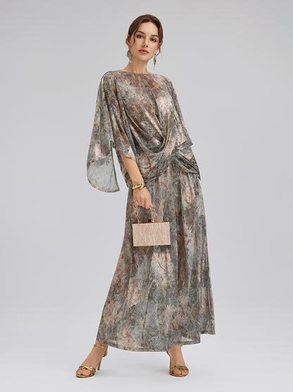 Foil-Printed Lurex Knit Crossover Top