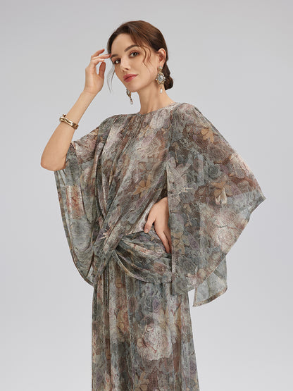 Foil-Printed Lurex Knit Crossover Top