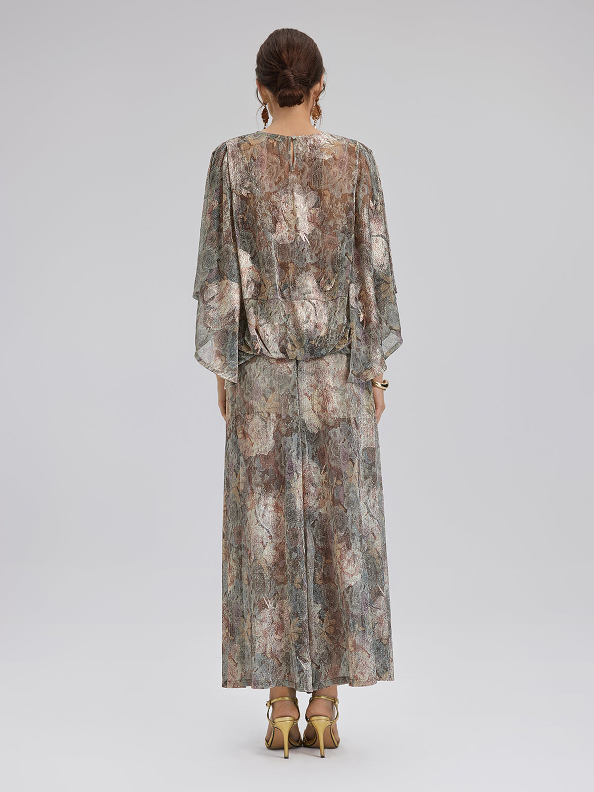 Foil-Printed Lurex Knit Drawstring Pants
