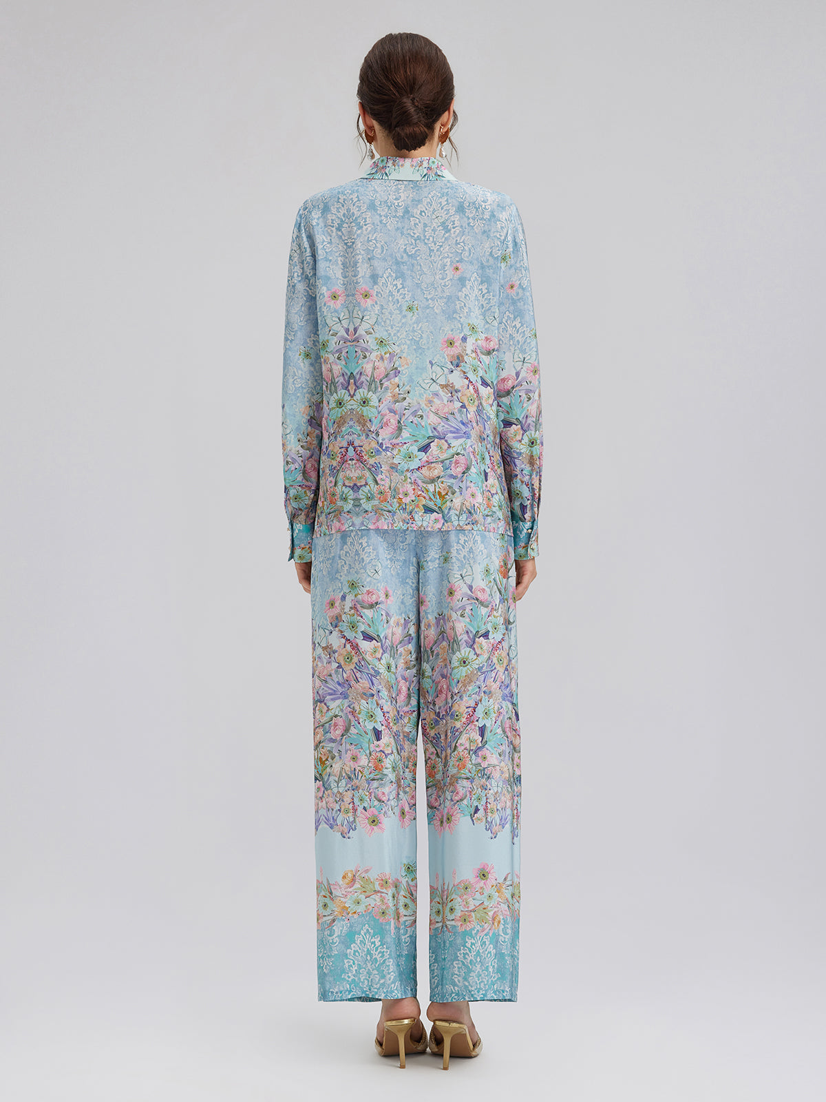 Silk Double Crepe Printed French Shirt