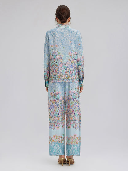 Silk Double Crepe Printed French Shirt