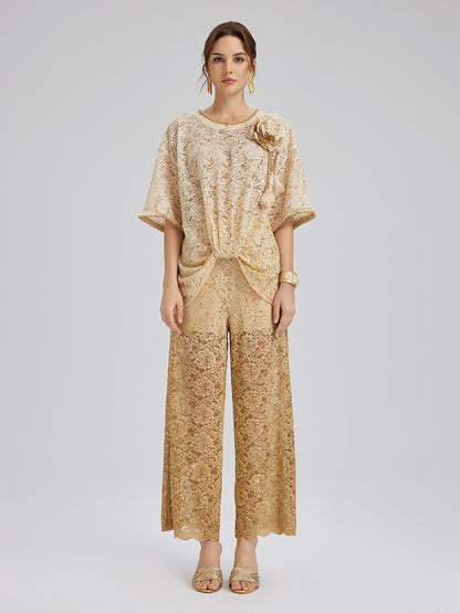 Lace Gold Gradient Sequin Handcrafted Chain Set