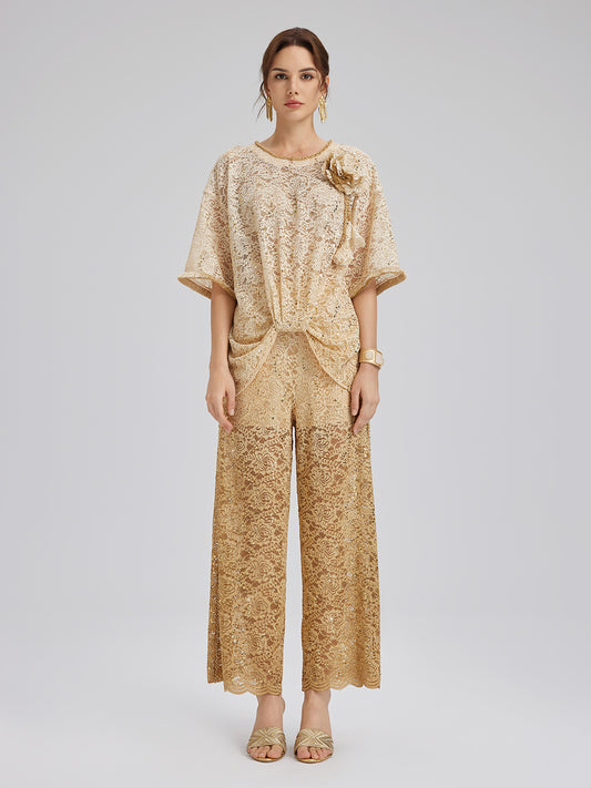 Lace Gold Gradient Sequin Handcrafted Chain Set
