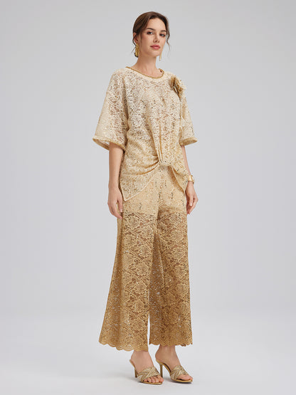 Lace Gold Gradient Sequin Handcrafted Chain Set