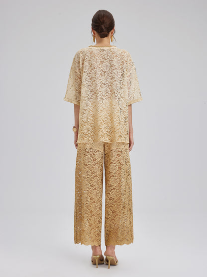 Lace Gold Gradient Sequin Handcrafted Chain Set