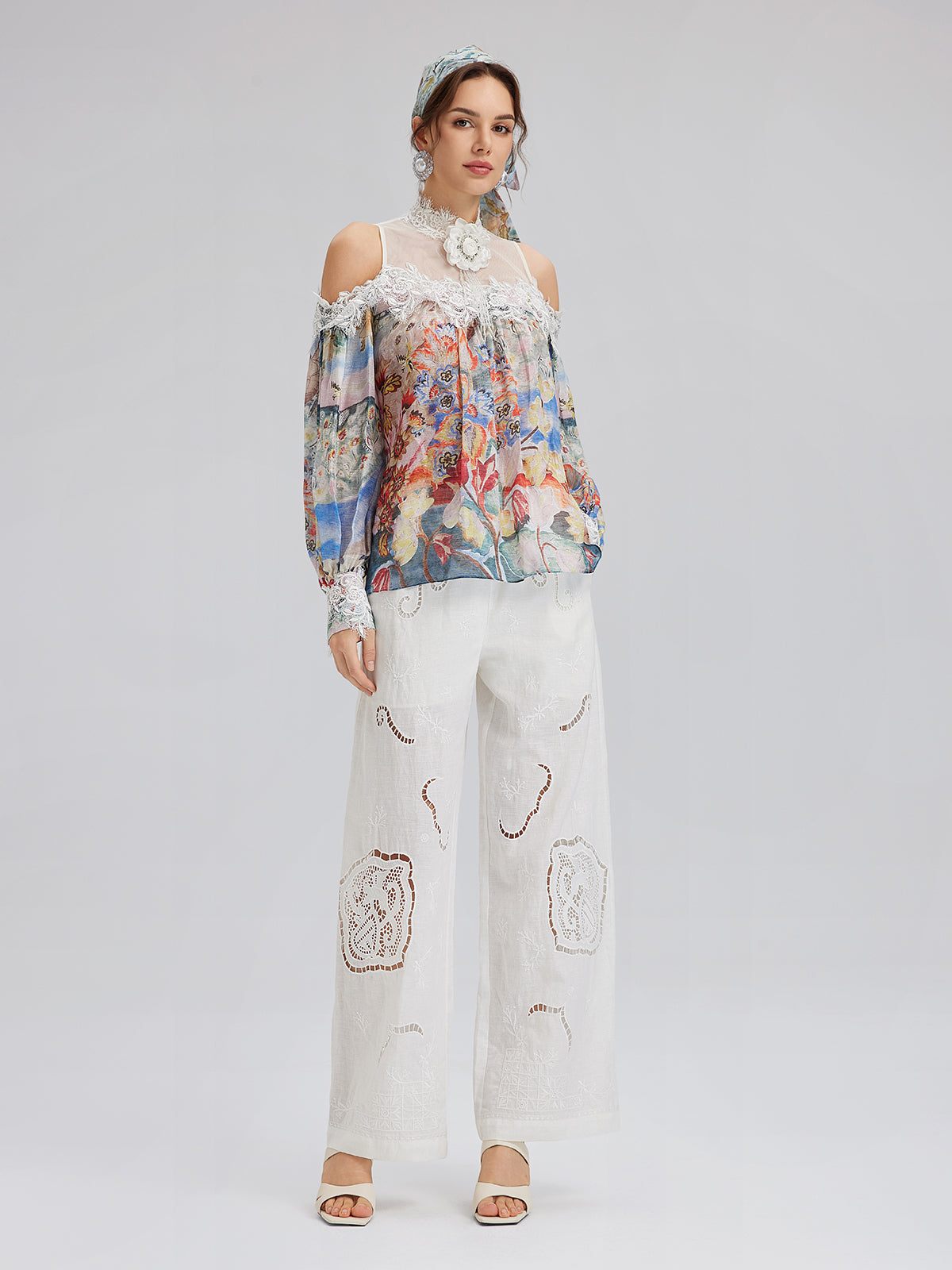 Linen Embroidered Eyelet Vacation Pants