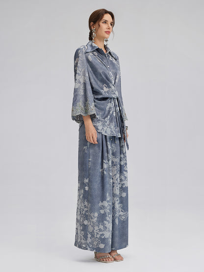Burnout Floral Drawstring Pants