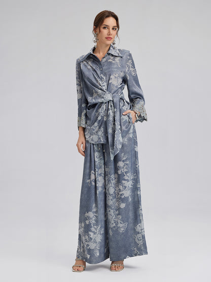 Burnout Floral Drawstring Pants