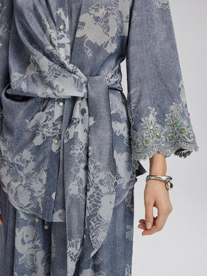 Burnout Floral Tie-Front Shirt