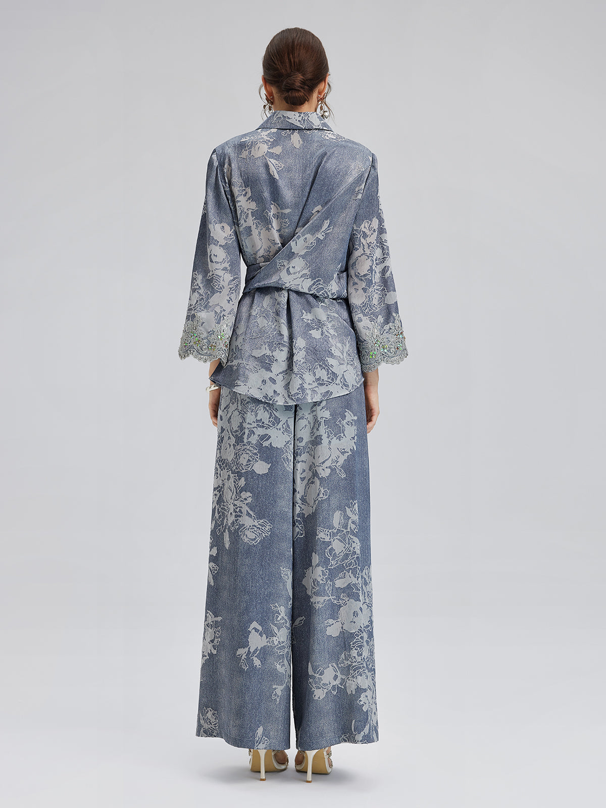 Burnout Floral Drawstring Pants