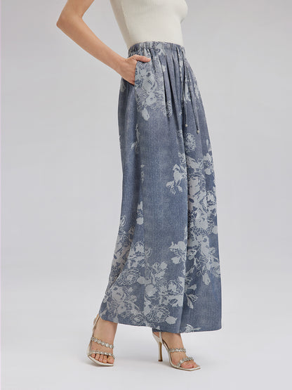 Burnout Floral Drawstring Pants