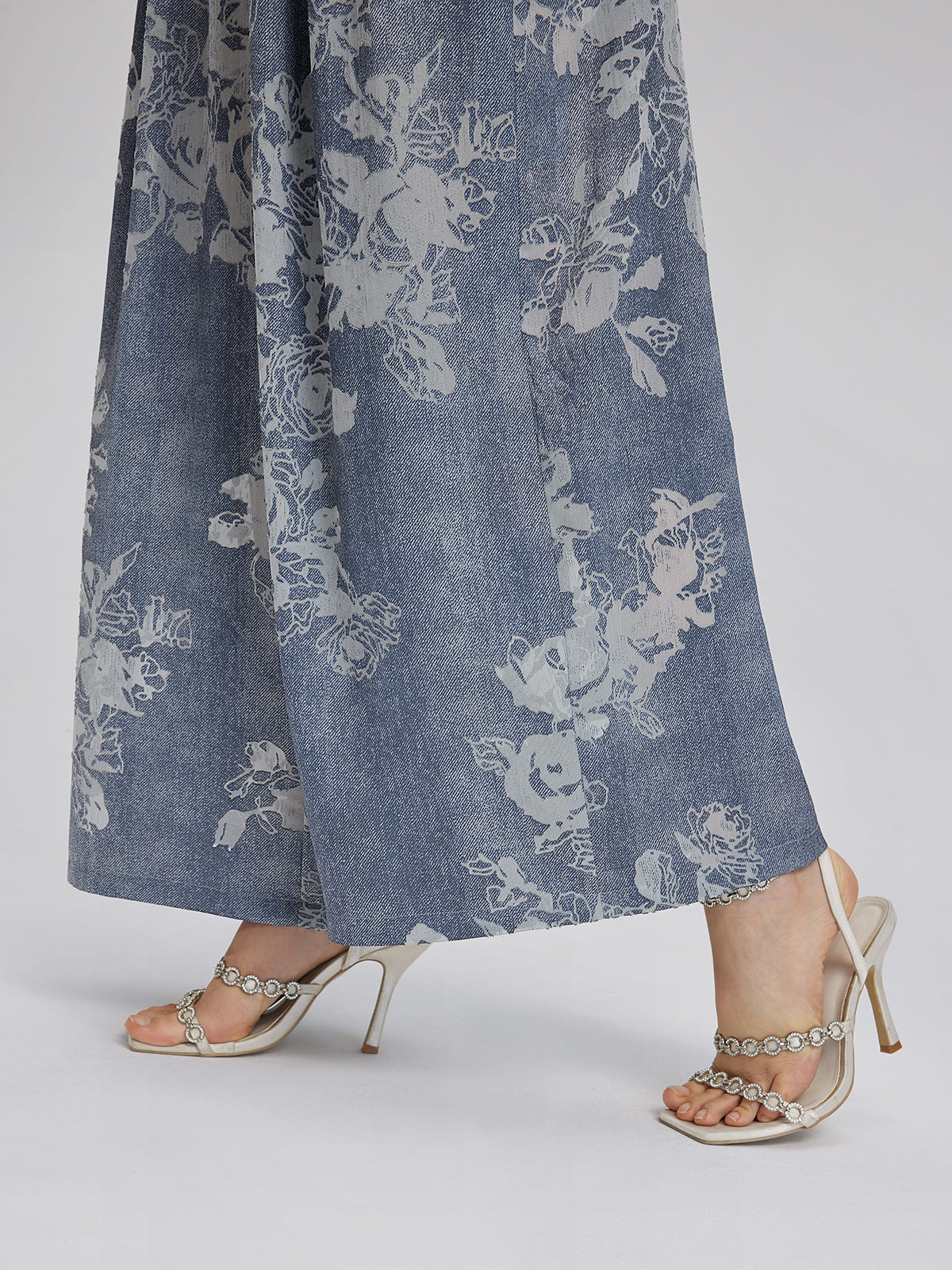 Burnout Floral Drawstring Pants