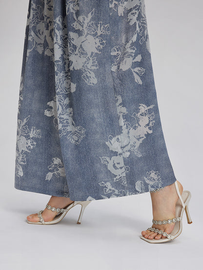 Burnout Floral Drawstring Pants