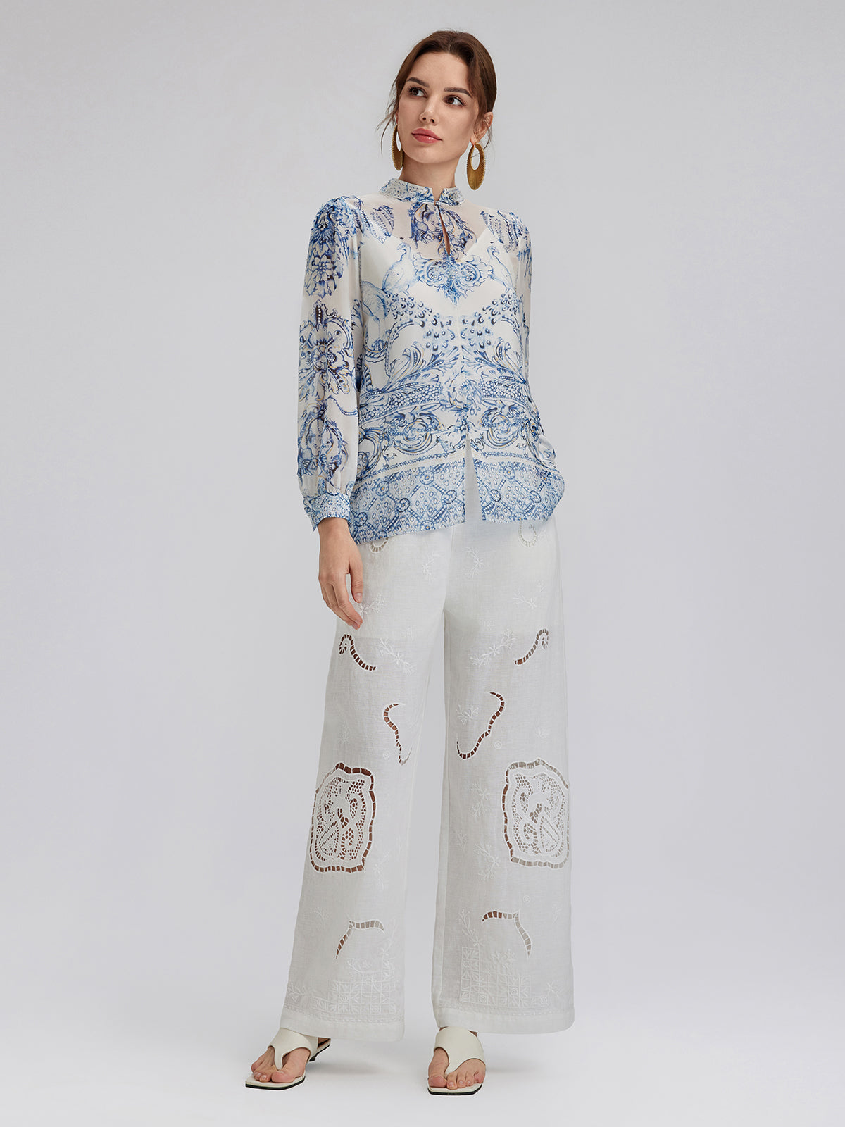 Linen Embroidered Eyelet Vacation Pants