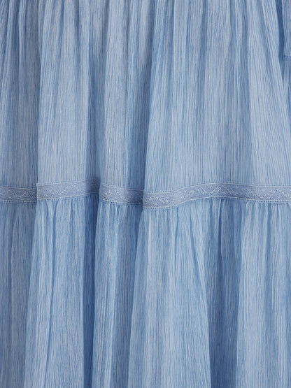 Garment Dyeing Lace Trim Silk Crepe Dress (100% Silk)