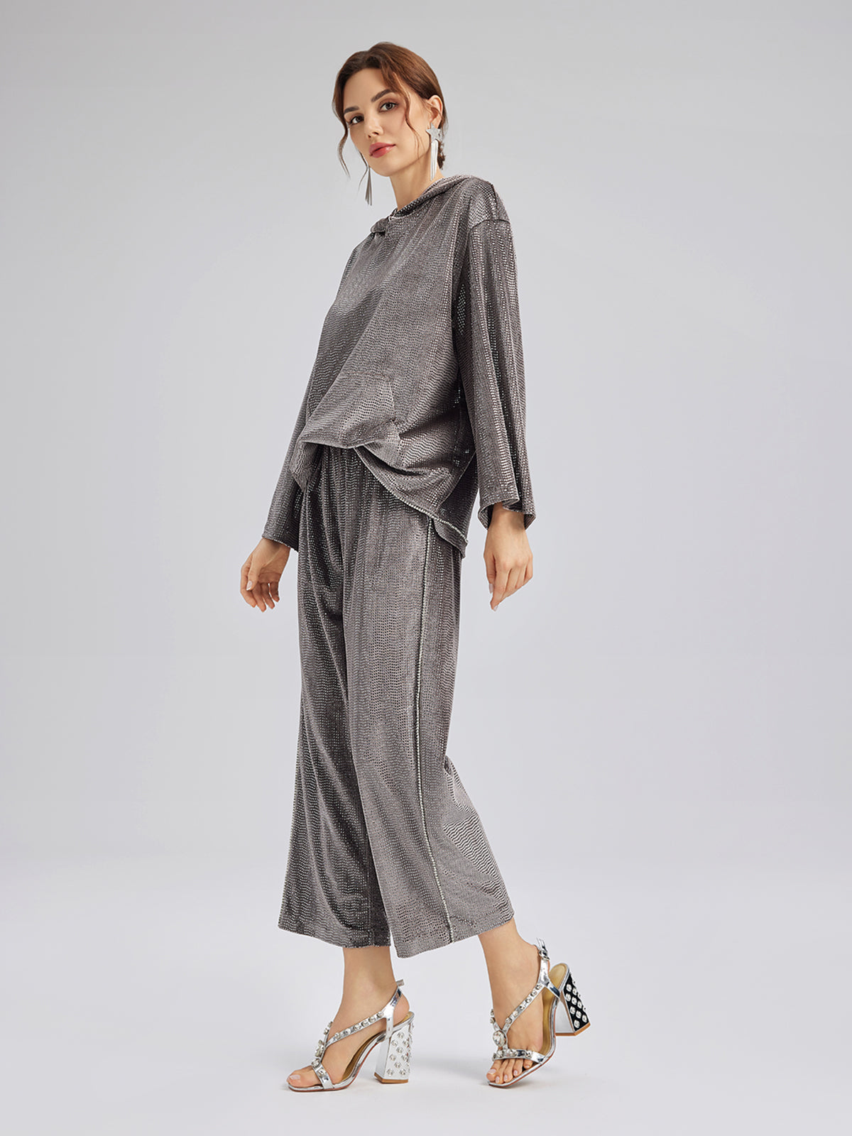 Hand-Sewn Feather Detachable Elastic Waist Pants