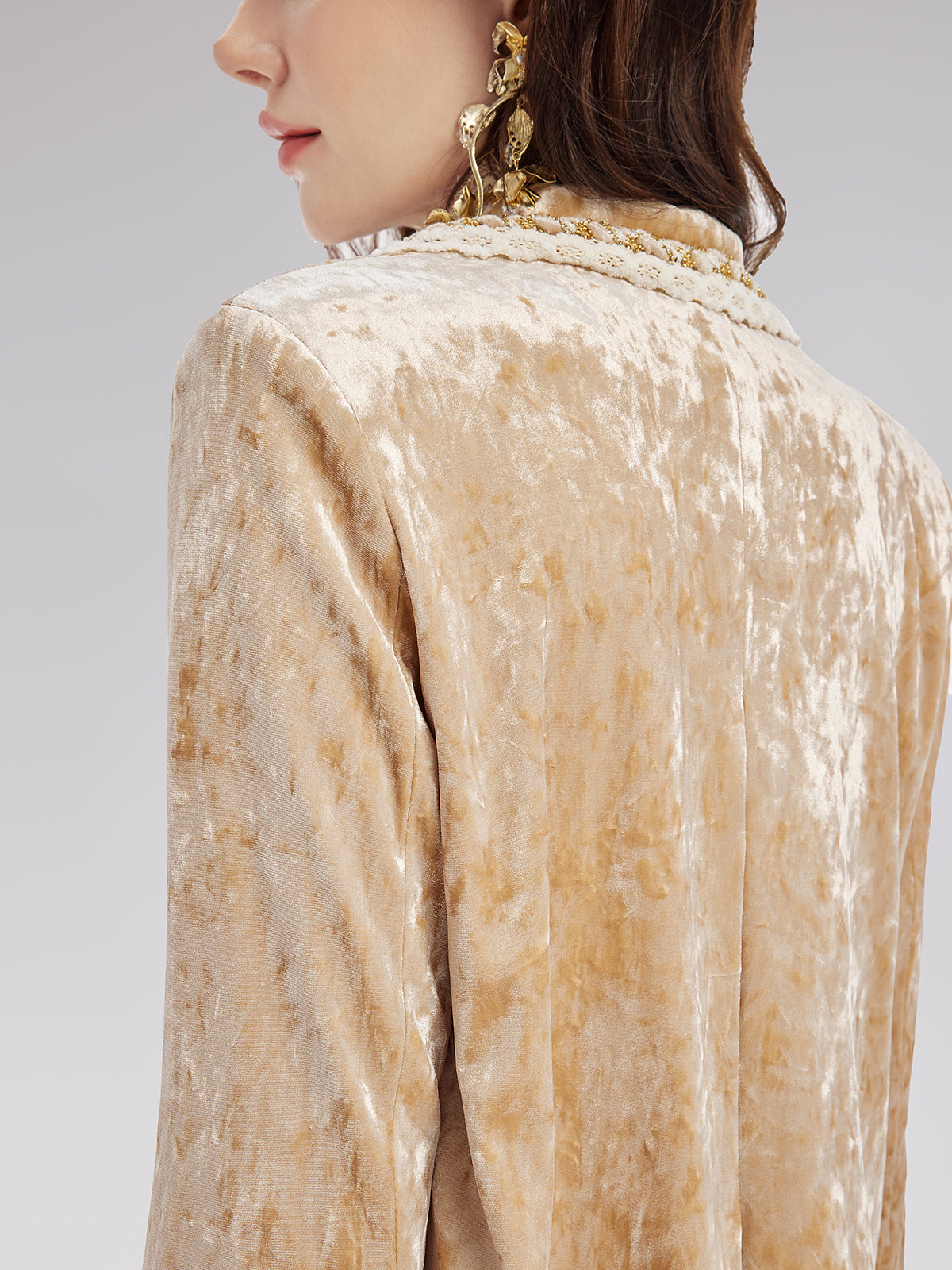 Velvet Lace Trim Short Jacket