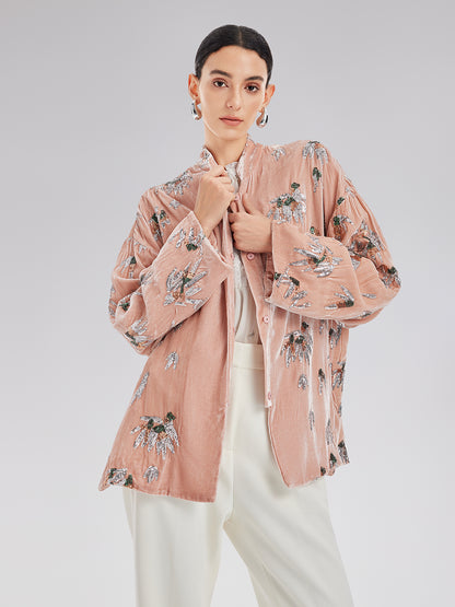 Elegant Velvet Embroidered Chinese Jacket