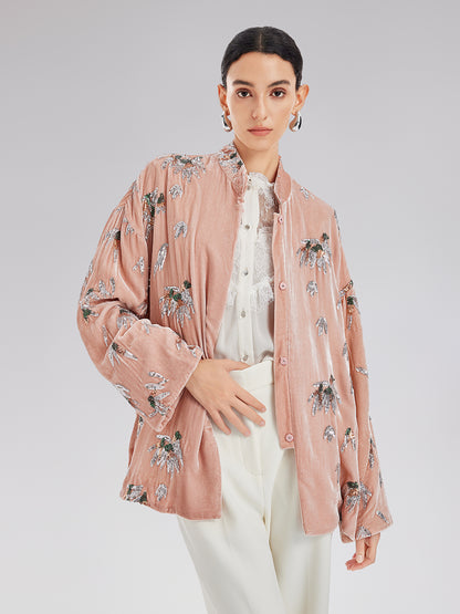 Elegant Velvet Embroidered Chinese Jacket