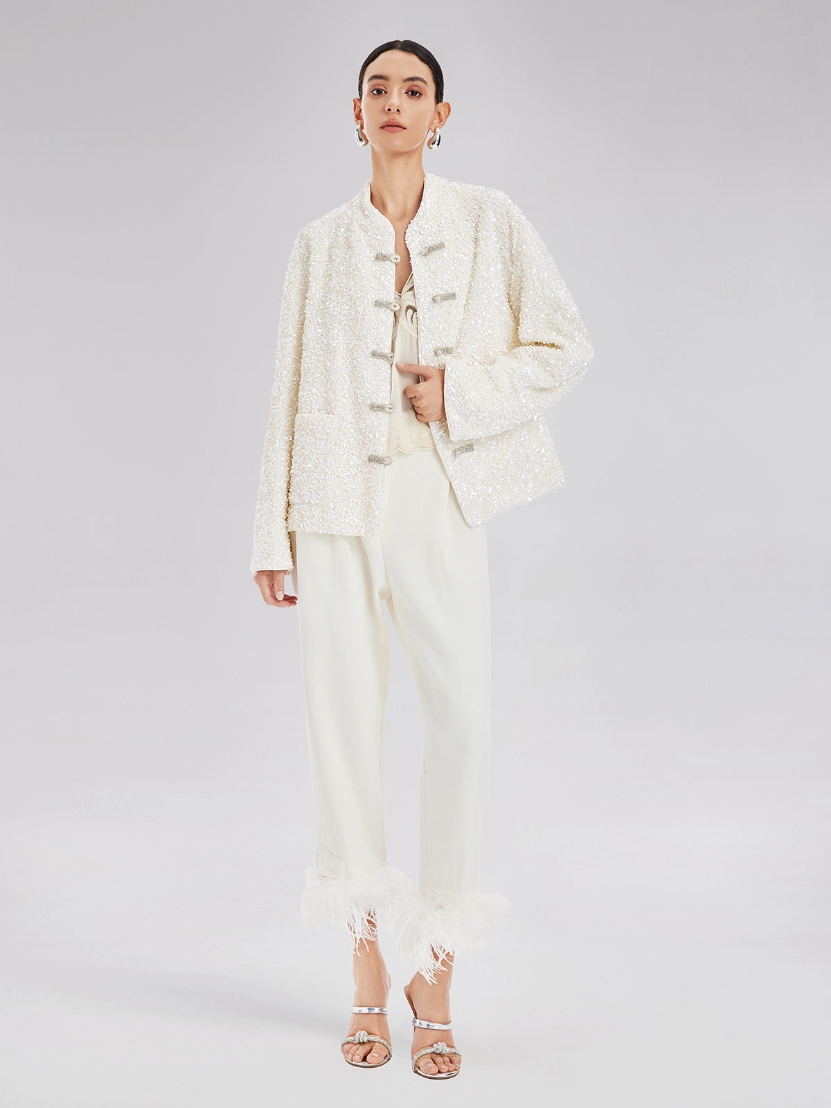 Luxe New Chinese Sequin Down Jacket