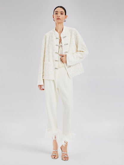 Luxe New Chinese Sequin Down Jacket