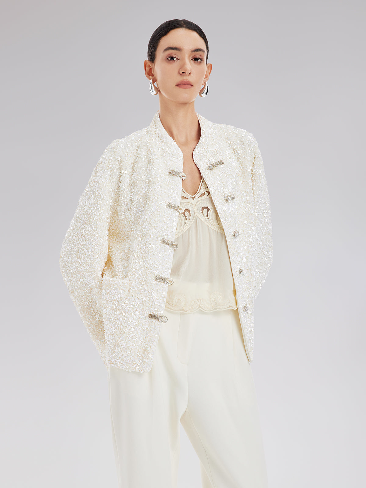 Luxe New Chinese Sequin Down Jacket