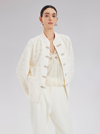 Luxe New Chinese Sequin Down Jacket