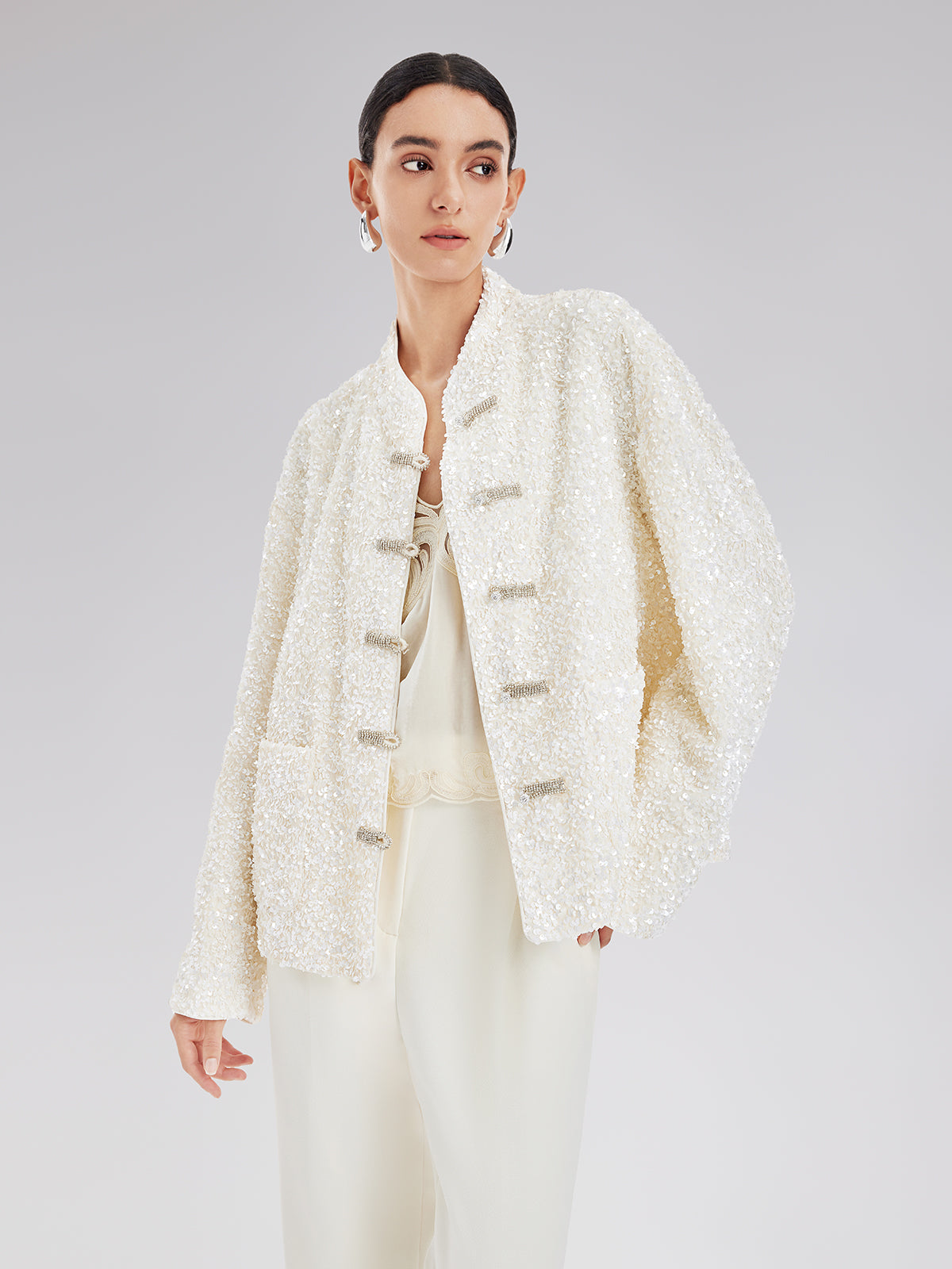 Luxe New Chinese Sequin Down Jacket
