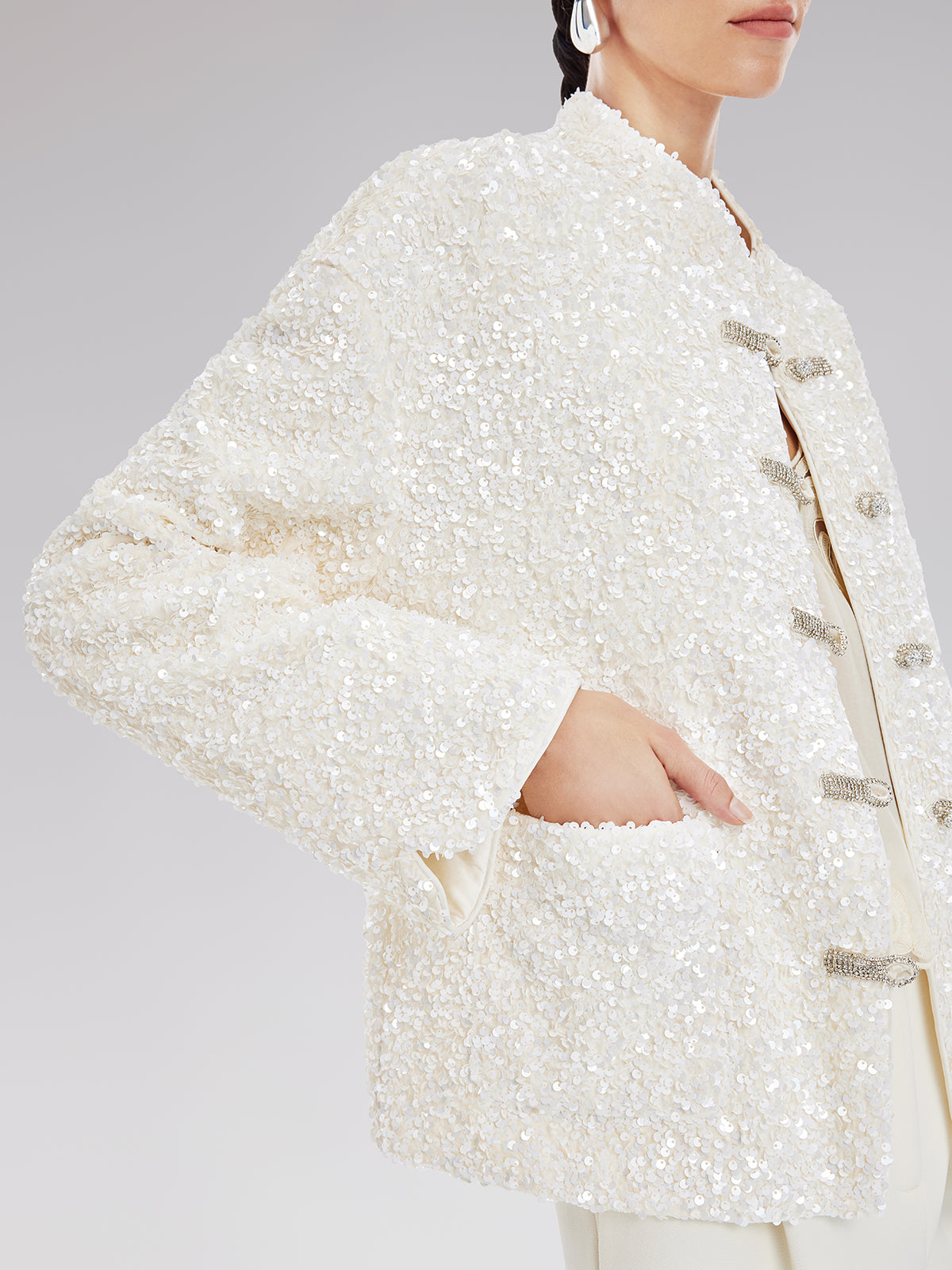 Luxe New Chinese Sequin Down Jacket