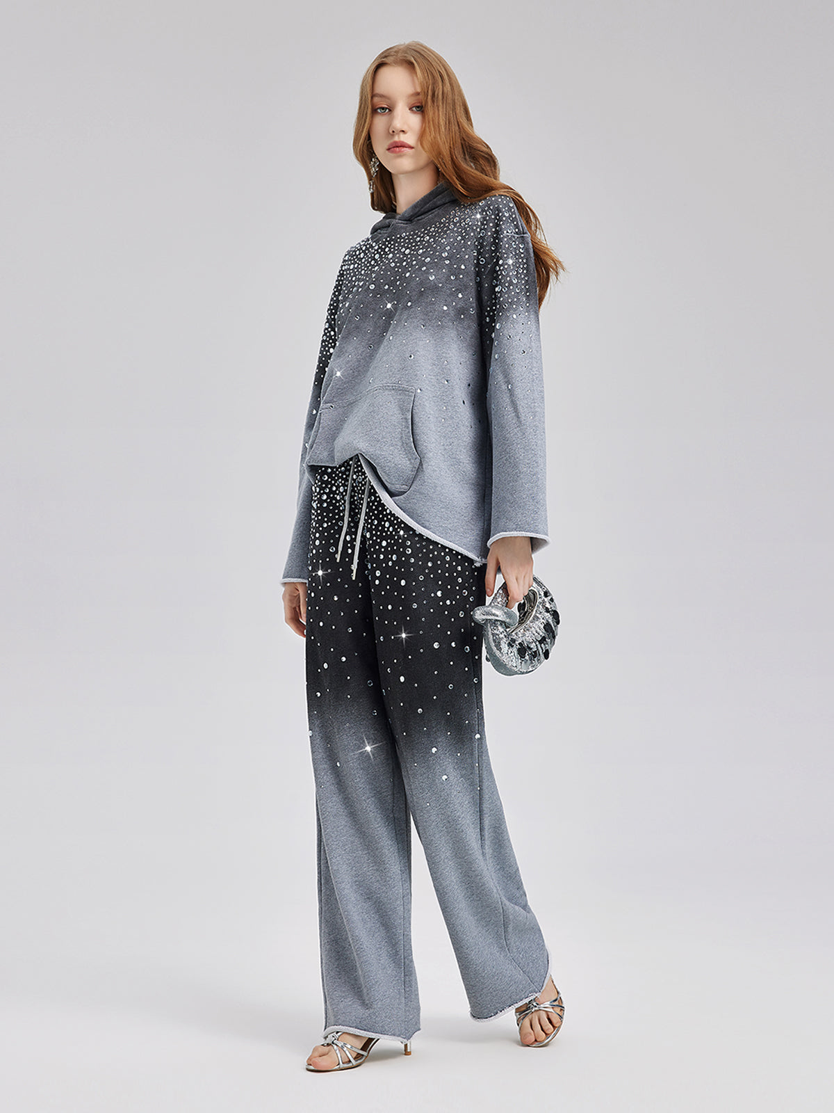 Gradient Starry Beaded Knit Pants