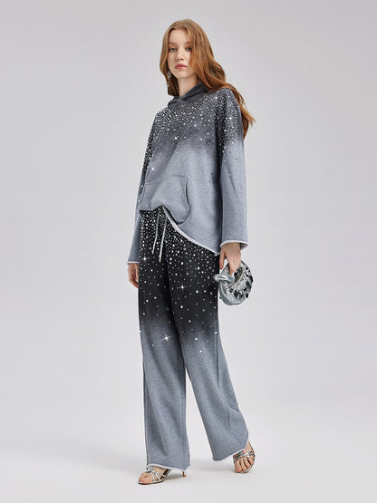 Gradient Starry Beaded Knit Pants