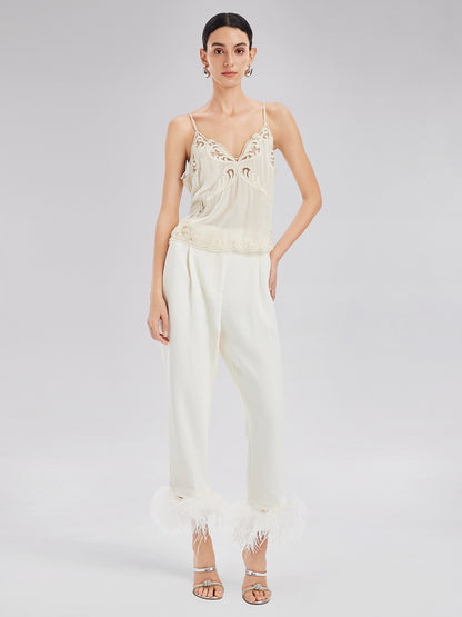 Elegant Minimalist Lace V-Neck Top