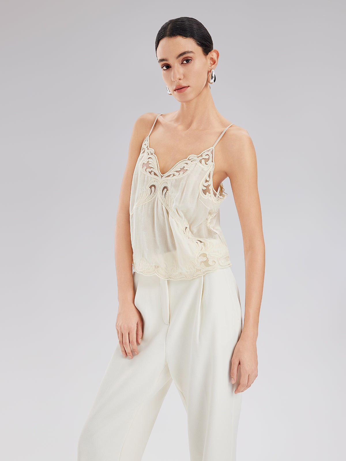 Elegant Minimalist Lace V-Neck Top