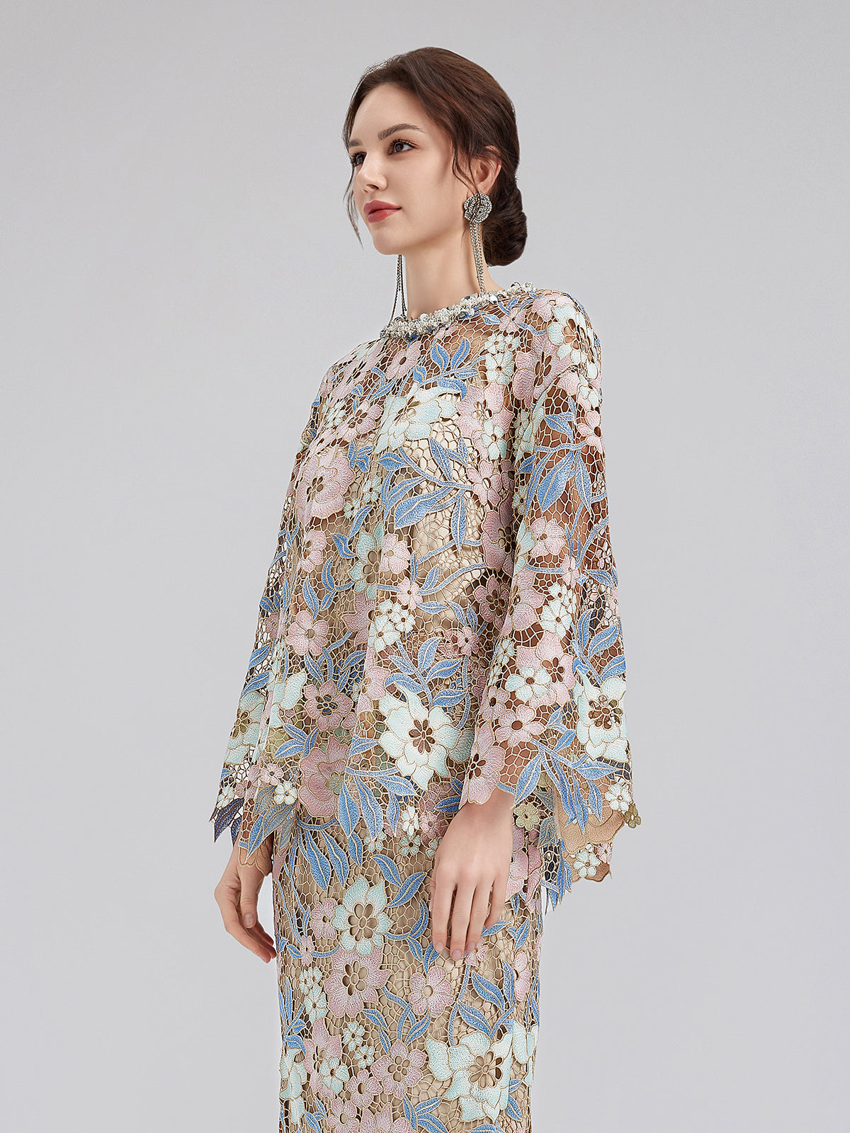 Custom Guipure Lace Floral Top
