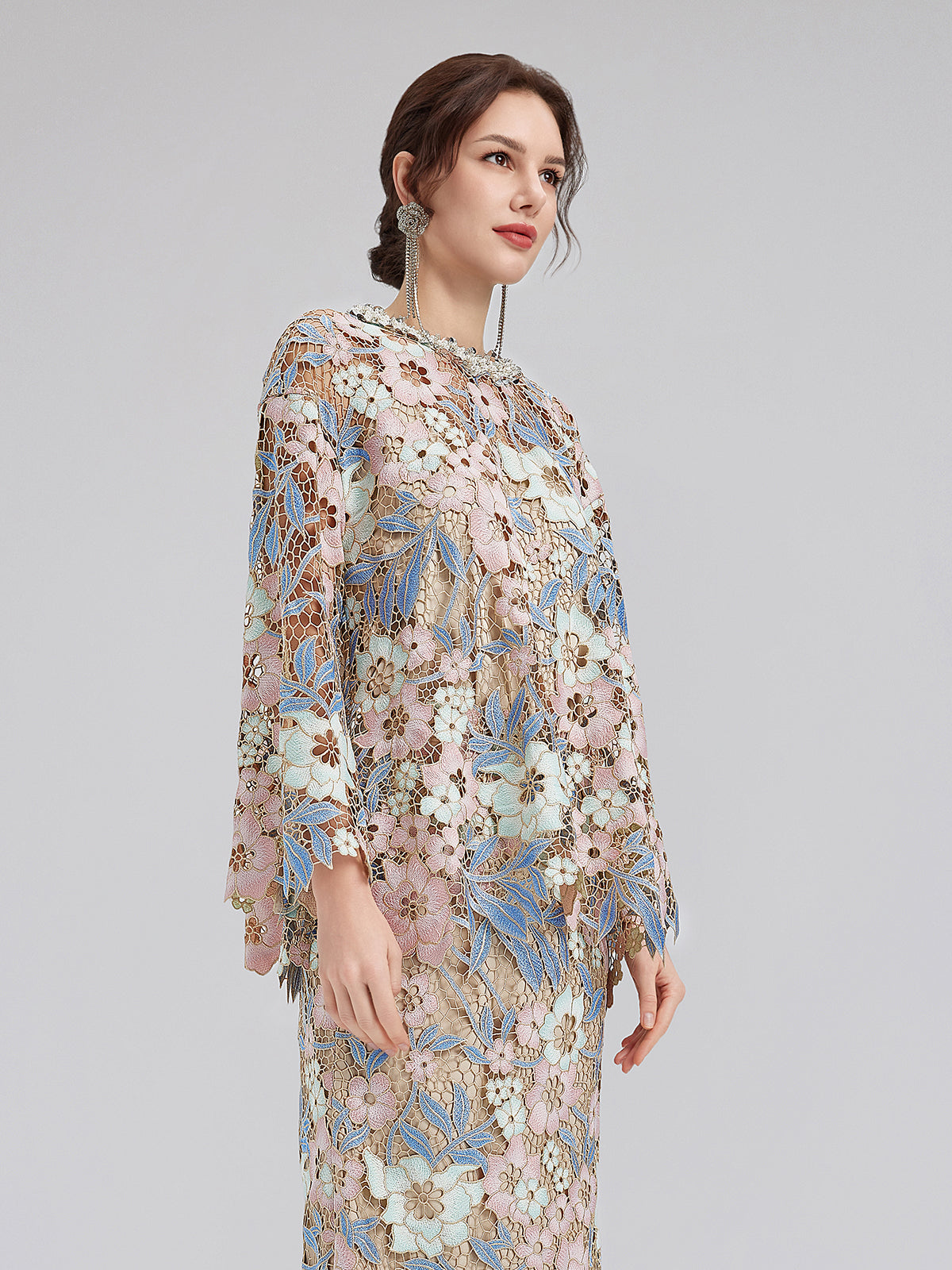 Custom Guipure Lace Floral Top