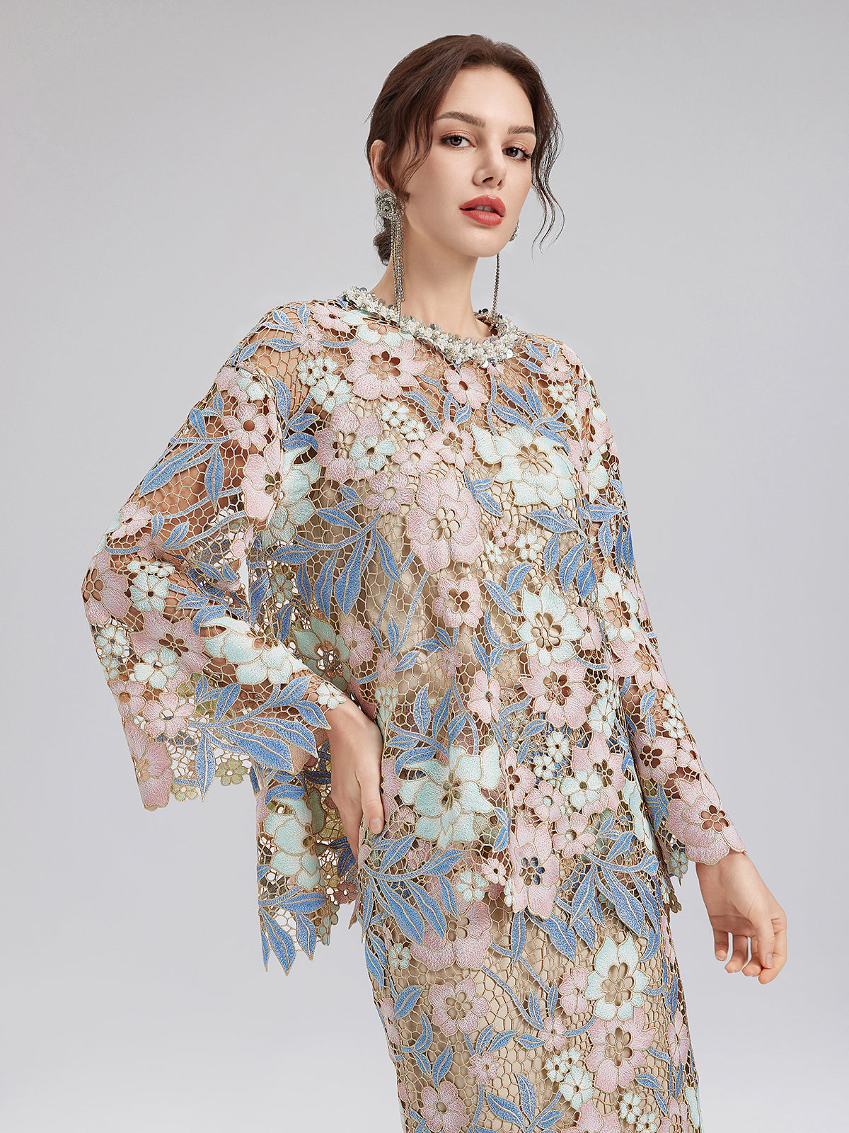 Custom Guipure Lace Floral Top