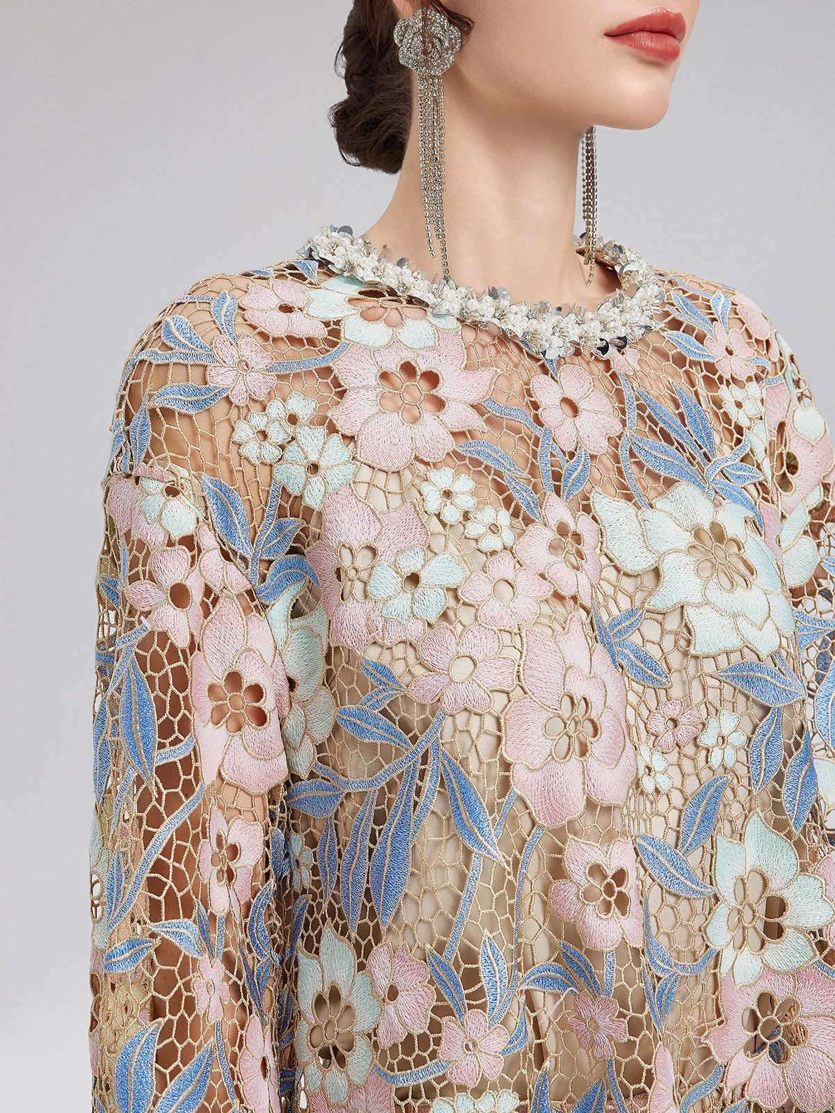 Custom Guipure Lace Floral Top