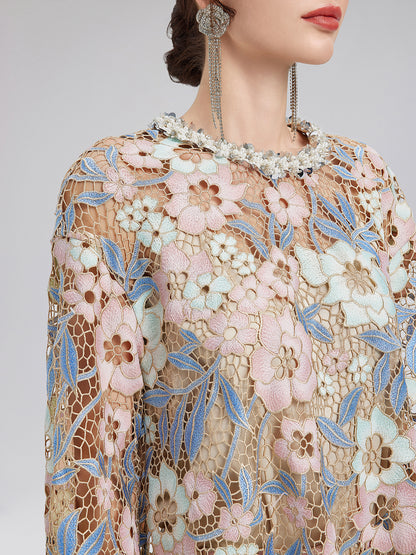 Custom Guipure Lace Floral Top