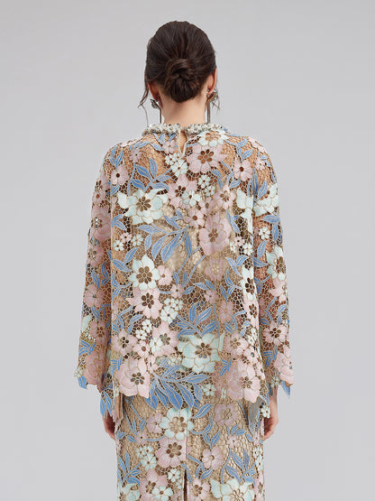 Custom Guipure Lace Floral Top