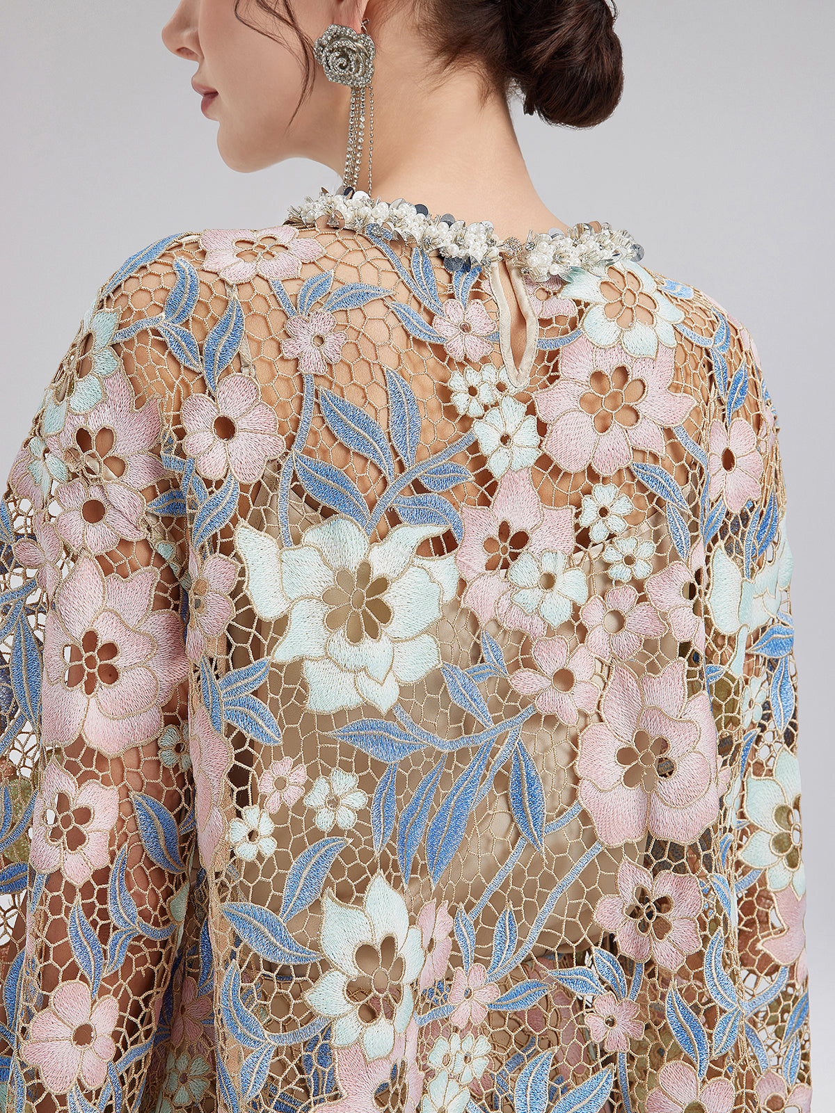 Custom Guipure Lace Floral Top