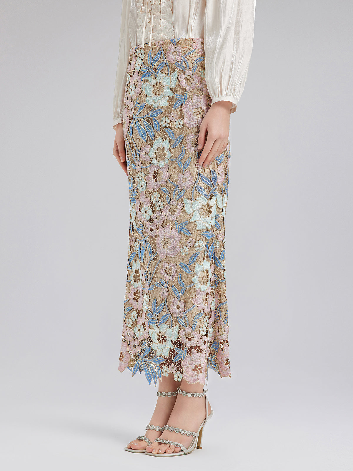Custom Guipure Lace Floral Skirt