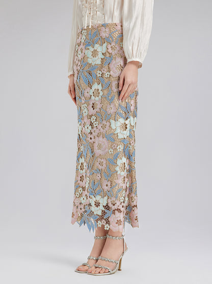 Custom Guipure Lace Floral Skirt