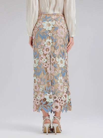 Custom Guipure Lace Floral Skirt