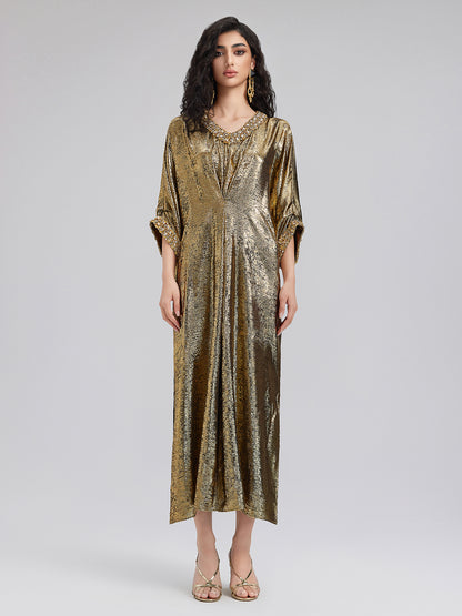 Stunning Gold V-neck Dress